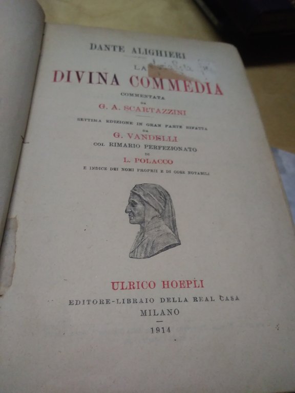 dante divina commedia hoepli 1914 scartazzini l.polacco vandelli