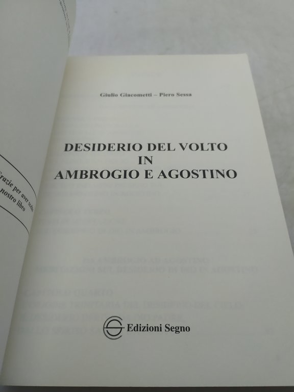 desiderio del volto in ambrogio e agostino edizioni segno