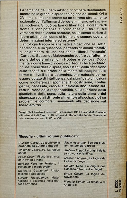 determinismo e libero arbitrio da cartesio a kant