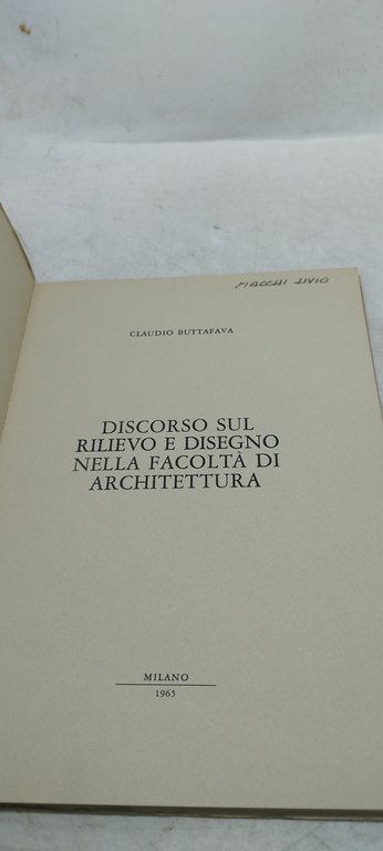 discorso sul rilievo e disegno nella facolta' di architettura