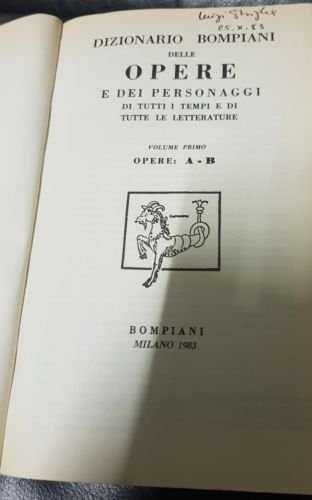 DIZIONARIO BOMPIANI DELLE OPERE, DEI PERSONAGGI[ZCS160]