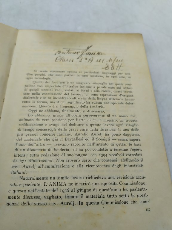 dizionario tecnico di fonderia 1938