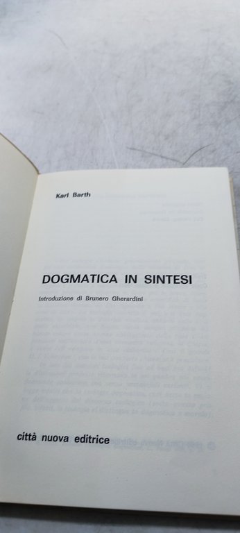 dogmatica in sintesi karl barth