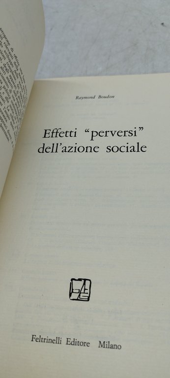effetti perversi dell'azione sociale raymond boudon