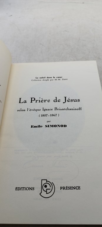 emile simonod la prière de jèsus selon l'eveque ignace briantchaninoff …