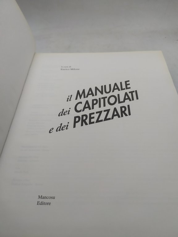 enrico milone il manuale dei capitolati e dei prezzari