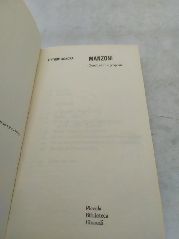 ettore bonora manzoni conclusioni e proposte piccola biblioteca einaudi