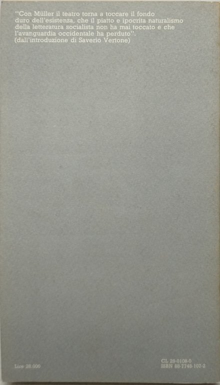 filottete l'ìorazio mauser la missione ,quartetto heiner muller teatro I