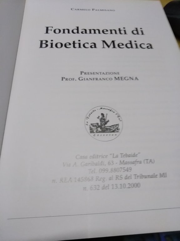 fondamenti di bioetica medica carmelo palmisano