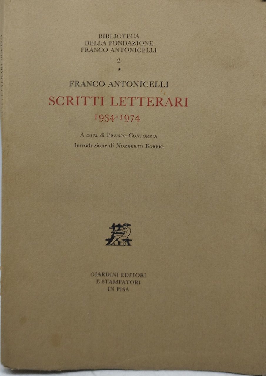 franco antonicelli scritti letterari 1934-1974