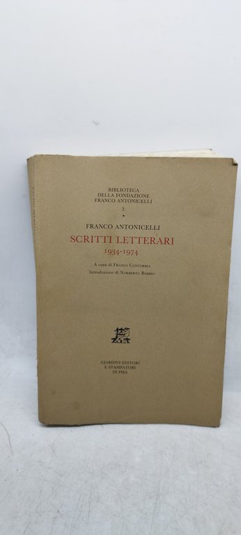 franco antonicelli scritti letterari 1934-1974