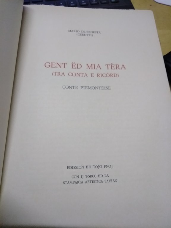 gent ed mia tera tra conta e ricord conte piemonteise