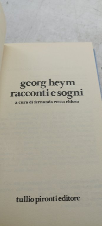 georg heym racconti e sogni