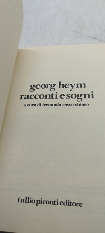 georg heym racconti e sogni