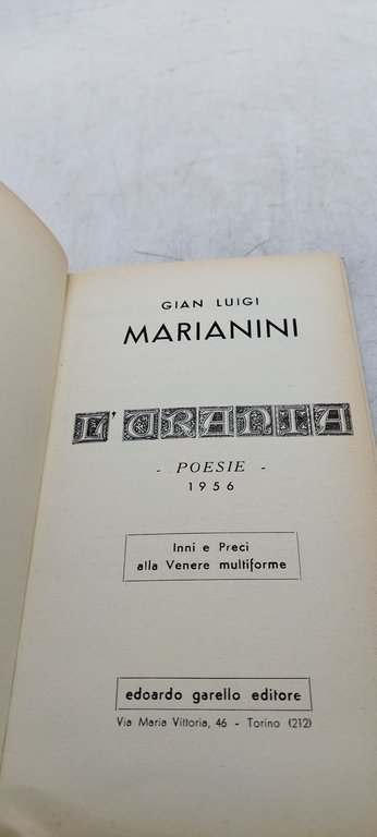 gian luigi marianini l'urania poesie 1956