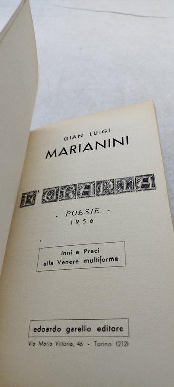 gian luigi marianini poesie 1956 l'urania