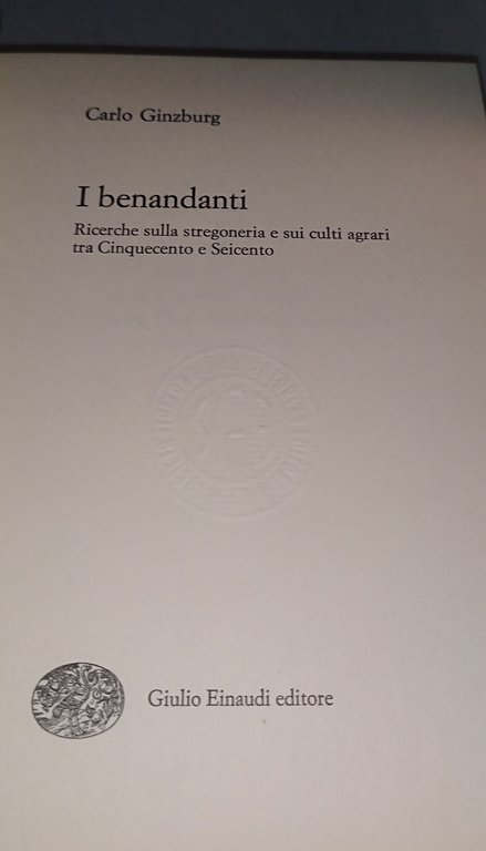 ginzburg i benandanti einaudi | Immagine Gallery 5