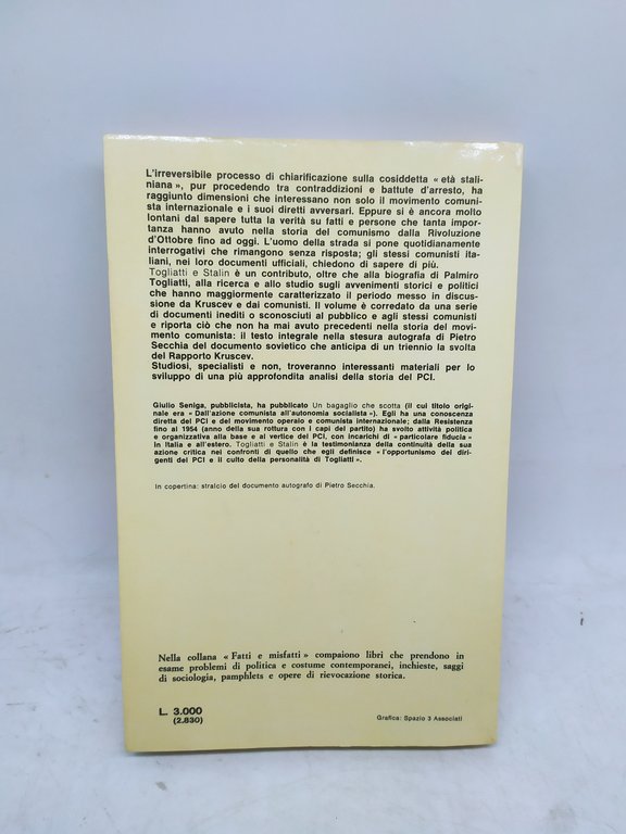 giulio seniga togliatti e stalin sugargo edizioni