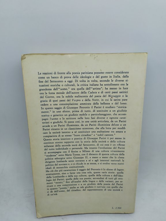 giuseppe petronio parini e l'illuminismo lombardo feltrinelli