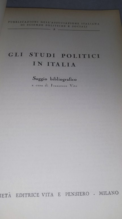 gli studi politici in italia saggio bibliografico francesco vito | Immagine Gallery 6
