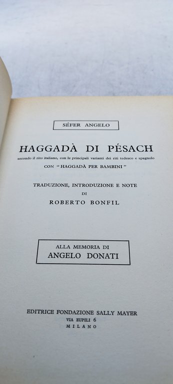 haggada di pesach sefer angelo 1962