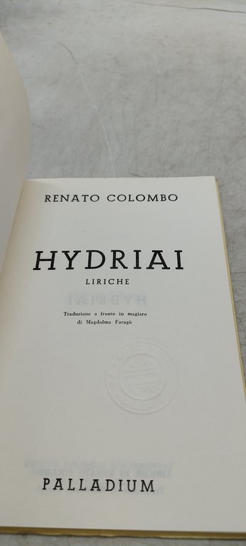 hydriai liriche renato colombo