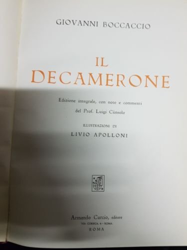 IL DECAMERONE Giovanni Boccaccio Curcio 1960 Luigi Cunsolo Illustr L …