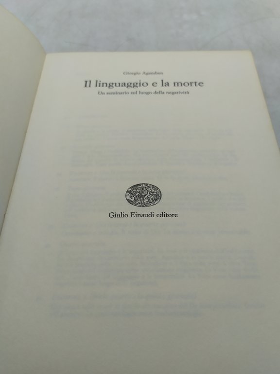il linguaggio e la morte giorgio agamben einaudi