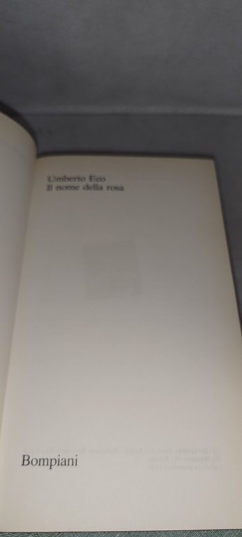 il nome della rosa umberto eco bompiani 1980 settembre