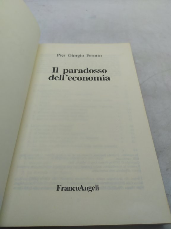 il paradosso dell'economia pier giorgio perotto franco angeli