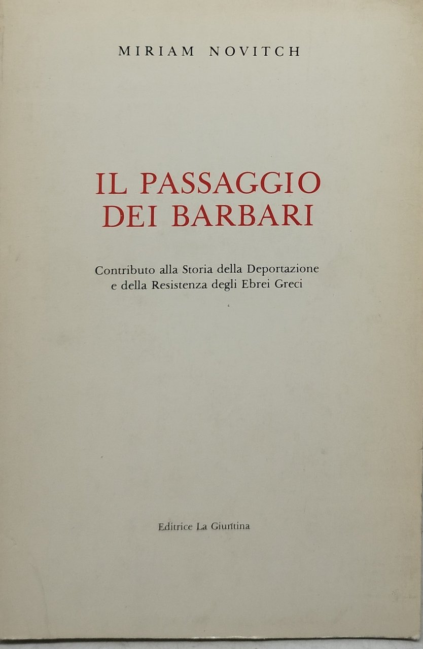 il passaggio dei barbari miriam novitch