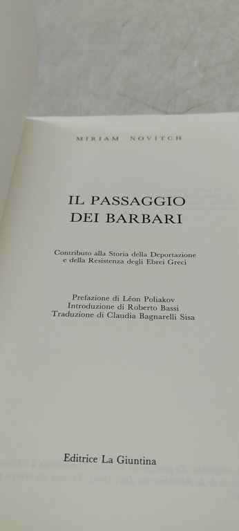 il passaggio dei barbari miriam novitch