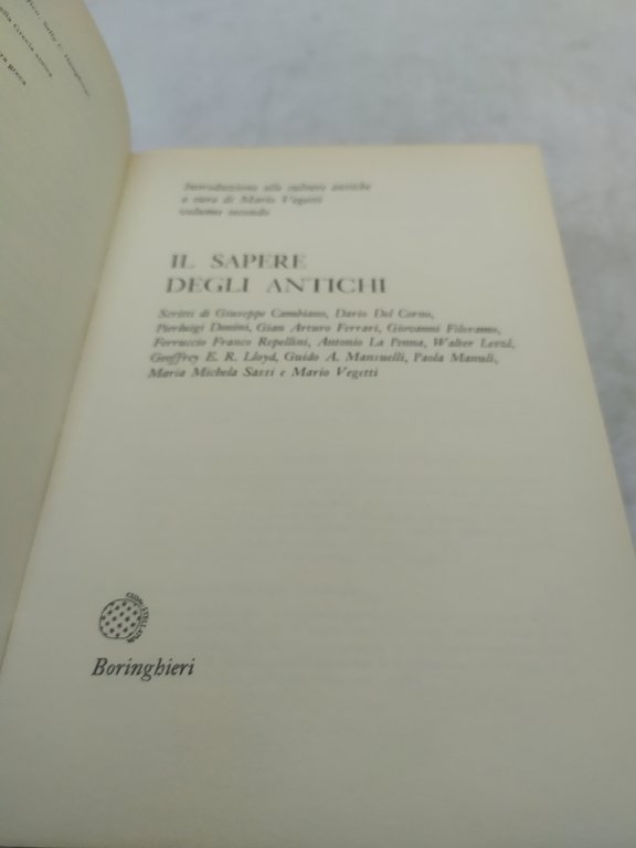 il sapere degli antichi mario vegetti boringhieri