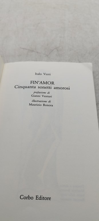 italo verri fin'amor cinquanta sonetti amorosi prefazione di gianni venturi