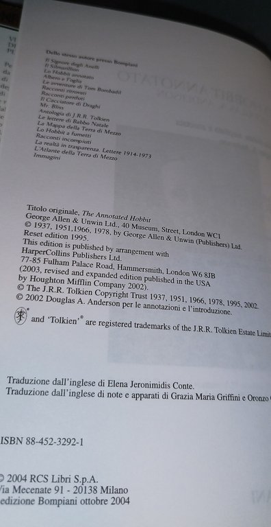 j.r.r tolkien lo hobbit annotato da douglas a anderson bompiani | Immagine Gallery 9