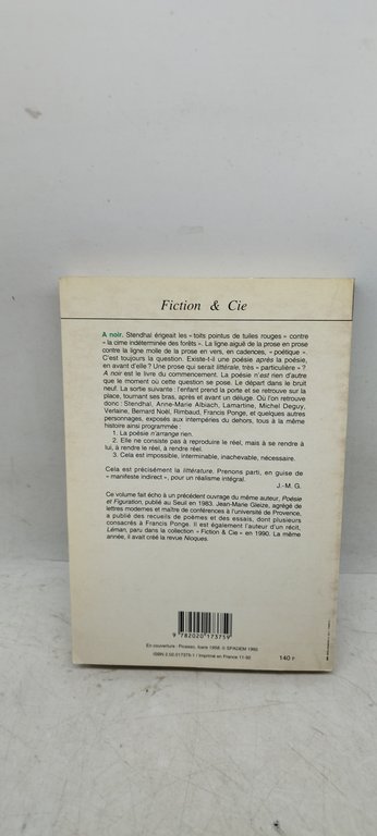 .jean marie gleize a noir poesie et littèralitè essai suil