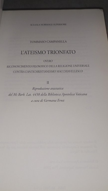 l'ateismo trionfato anastatica del ms barb lat tommaso campanella | Immagine Gallery 6