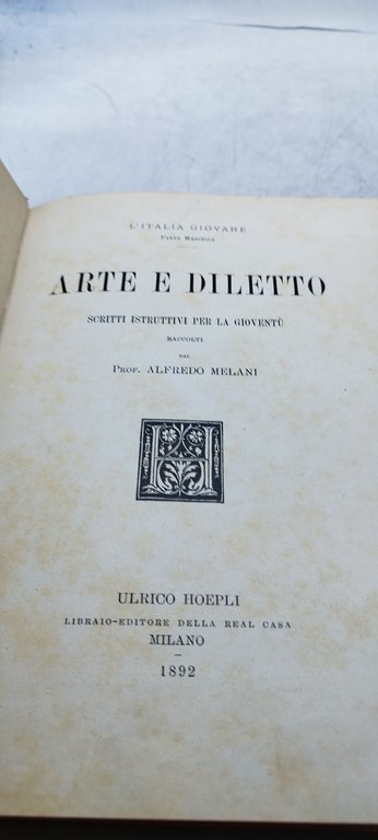 l'italia giovane arte e diletto hoepli