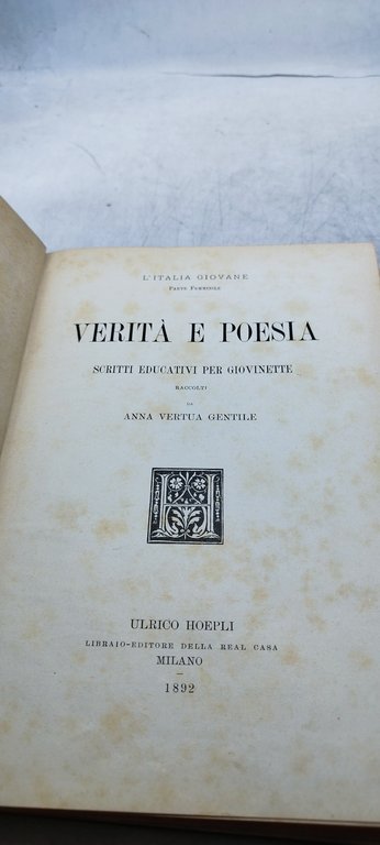 l'italia giovane verità poesia hoepli