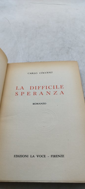 la difficile speranza carlo coccioli