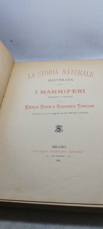la storia naturale illustrata i mammiferi descritti e figurati c. …