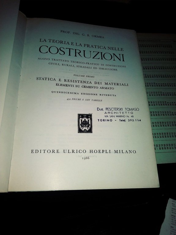 la teoria e la pratica nelle costruzioni volume primo hoepli …