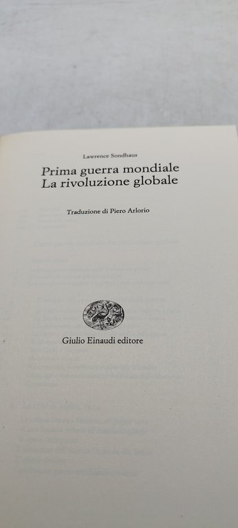 lawrence sondhaus prima guerra mondiale la rivoluzione globale einaudi