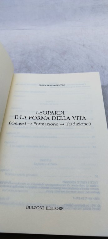 leopardi e la forma della vita genesi formazione tradizione