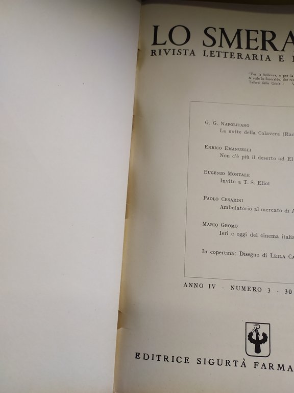 lo smeraldo rivista letteraria e di cultura diverse annate