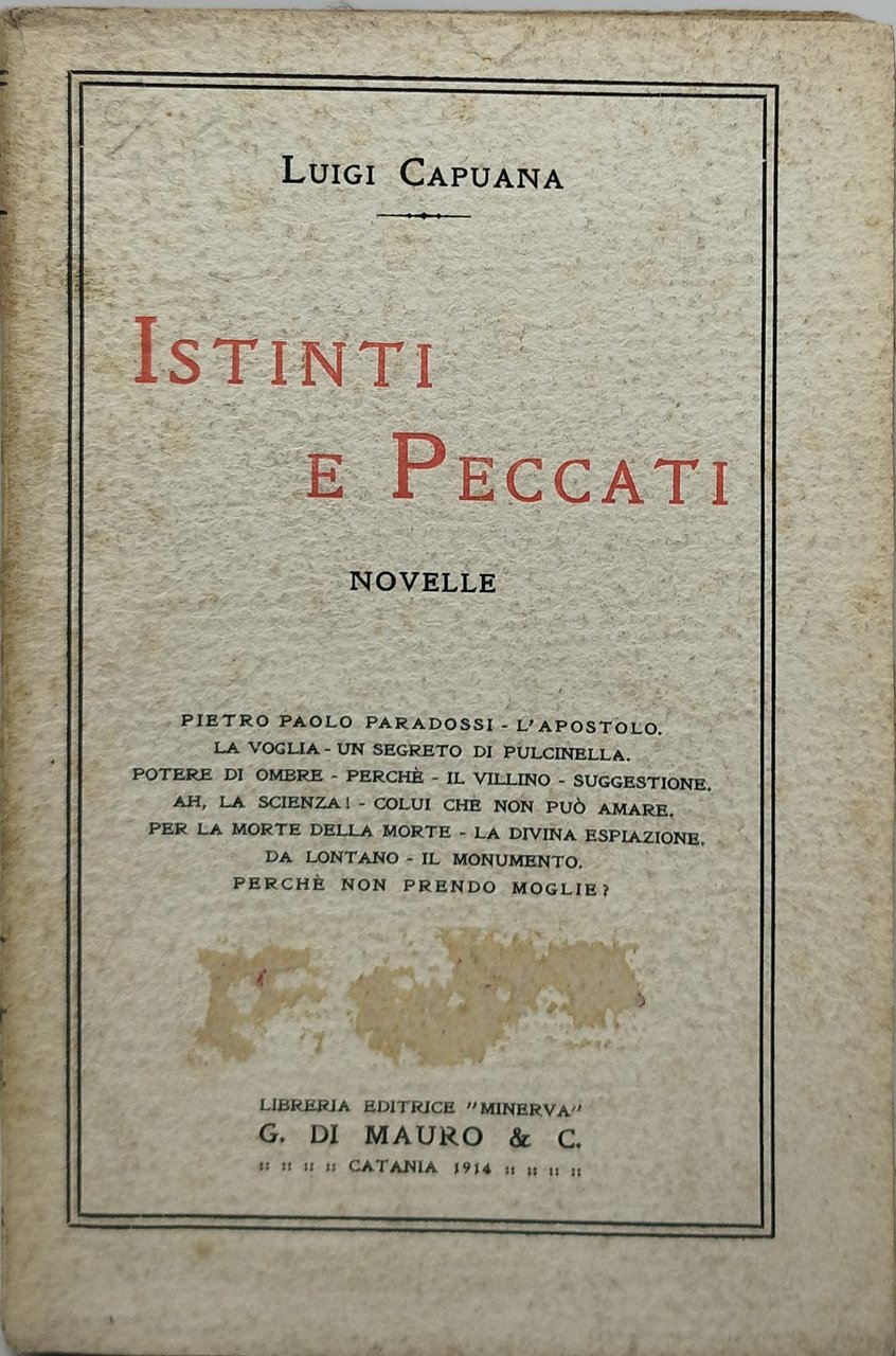 luigi capuana istinti e peccati novelle luigi capuana