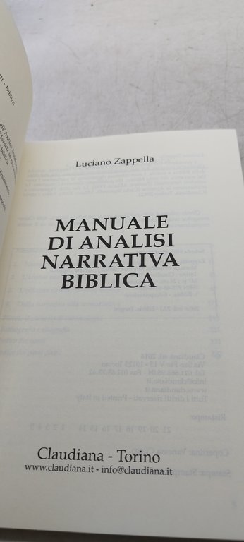 manuale di analisi narrativa biblica claudiana