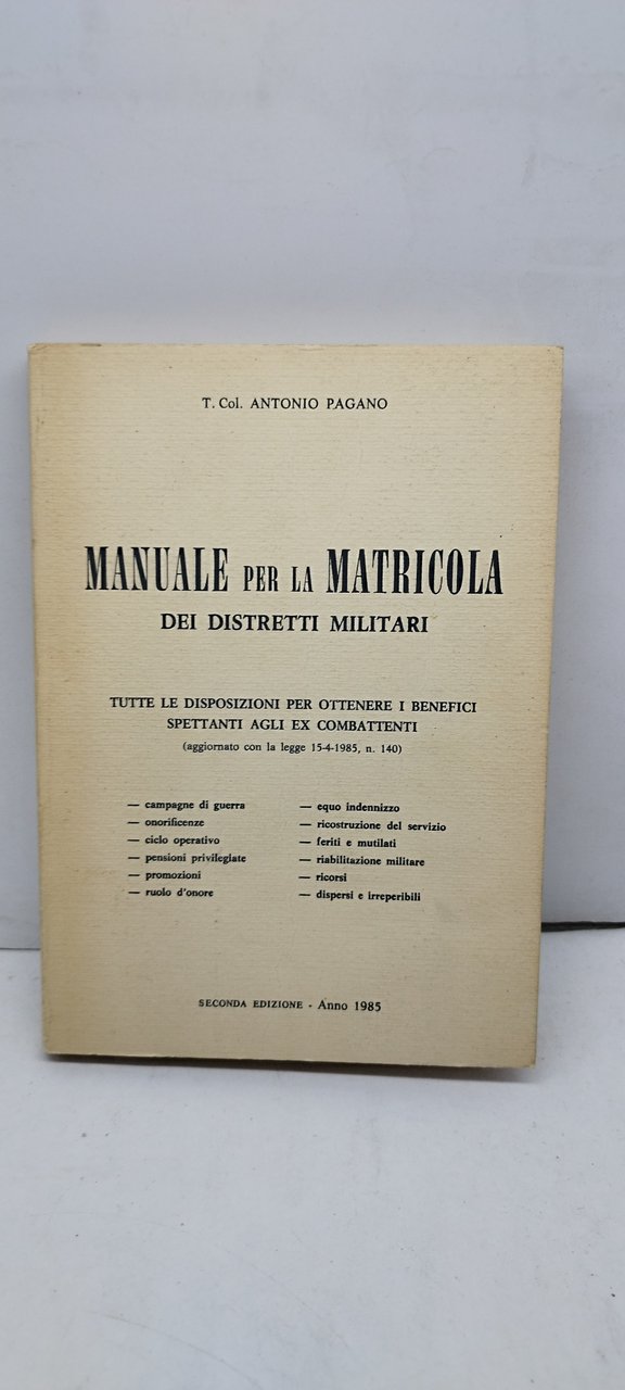 manuale per la matricola dei distretti militari