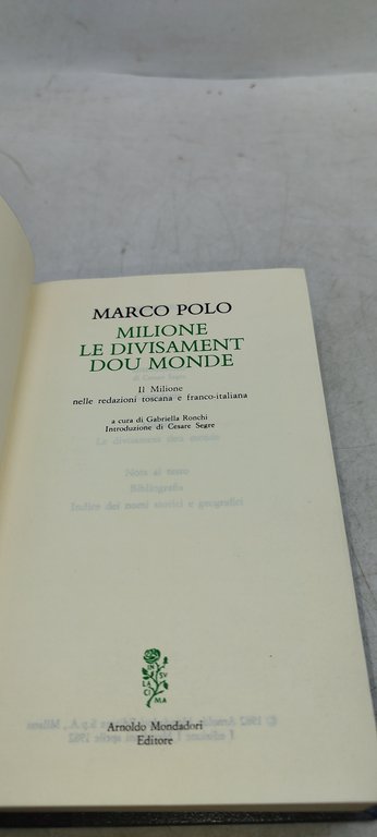 marco polo milione i meridiani mondadori