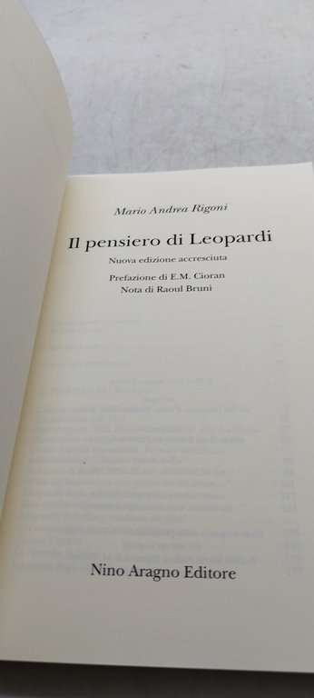 mario andrea rigoni il pensiero di leopardi